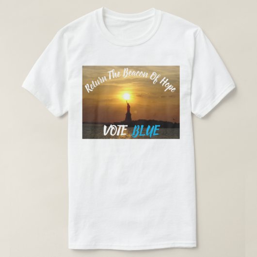 Keer het baken van de hoop terug STEMMING BLAUW T-shirt (Design voorkant)