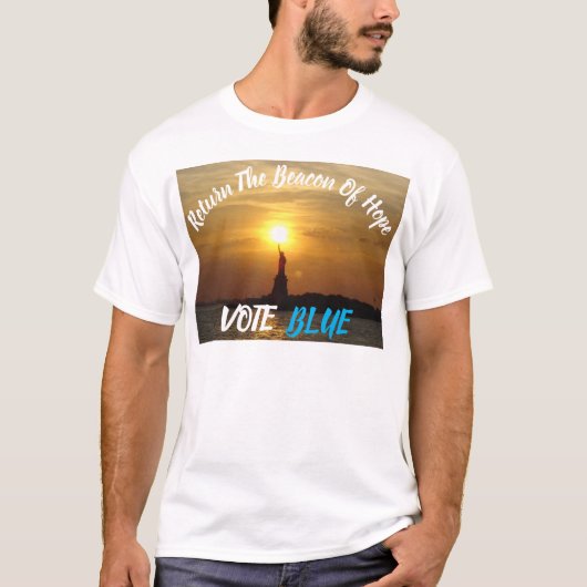 Keer het baken van de hoop terug STEMMING BLAUW T-shirt (Voorkant)