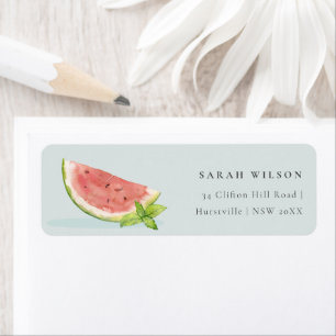 Keer ons kleine Melon Waterverf Blauw adres Etiket