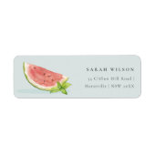 Keer ons kleine Melon Waterverf Blauw adres Etiket (Voorkant)