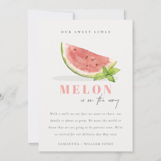 Keer onze kleine Melon Mint Neutrale Aankondiging (Voorkant)