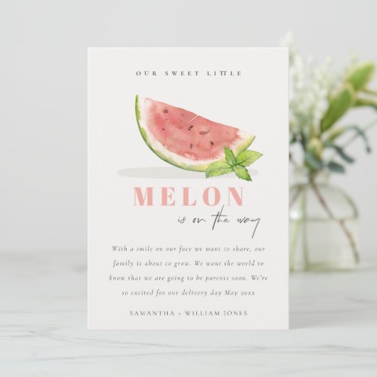 Keer onze kleine Melon Mint Neutrale Aankondiging (Staand voorkant)