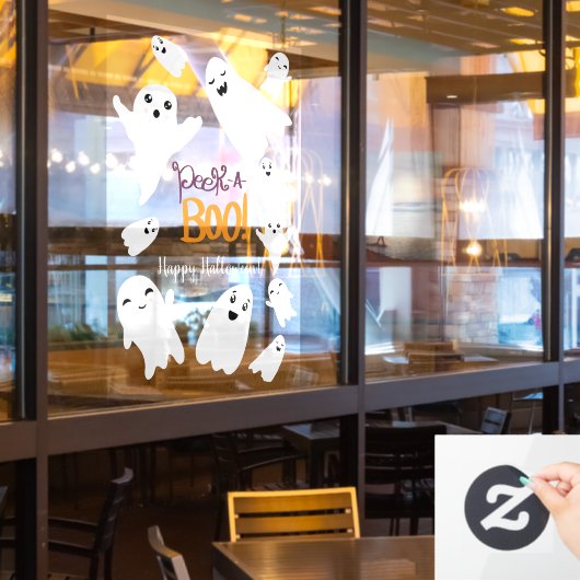Keer op een boemschrift Halloween grappige spoken Raamsticker (Restaurant Raam)