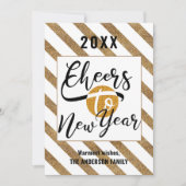 Keer op nieuw jaar modern script Gold Black Stripe Feestdagenkaart (Voorkant)