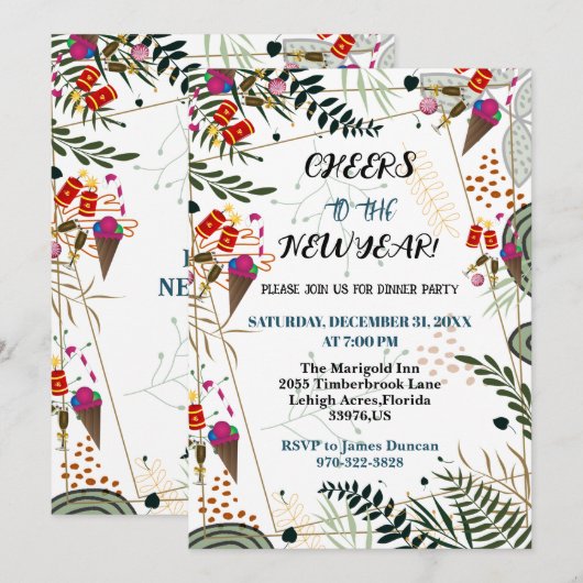 Keer op nieuwjaarsfeest in botaniek kaart (Voorkant / Achterkant)