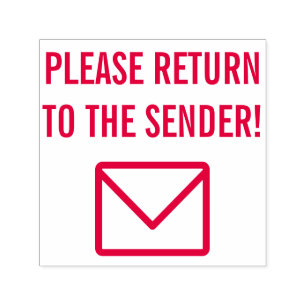 "KEER TERUG NAAR DE SENDER!" & het pictogram voor Zelfinktende Stempel