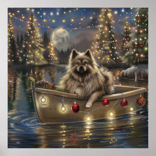 Kees hond Kerst Feestelijke Reis Poster