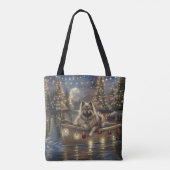 Kees hond Kerst Feestelijke Reis Tote Bag (Achterkant)