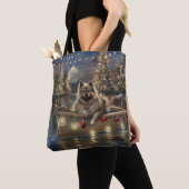 Kees hond Kerst Feestelijke Reis Tote Bag (Dichtbij)