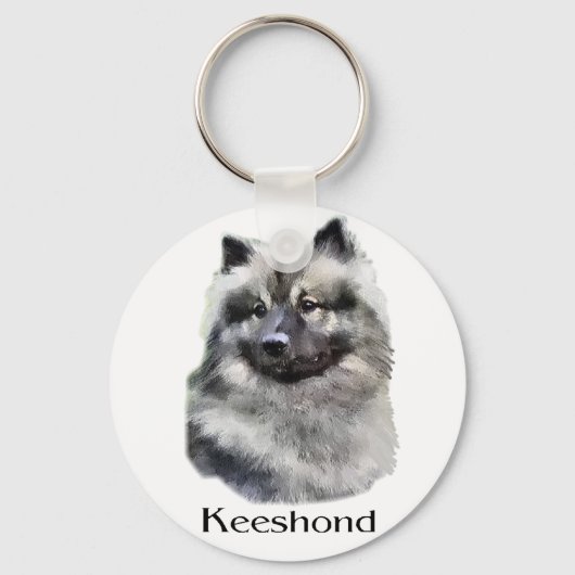 Kees Keeshond Kunst Cadeaus Sleutelhanger (Voorkant)