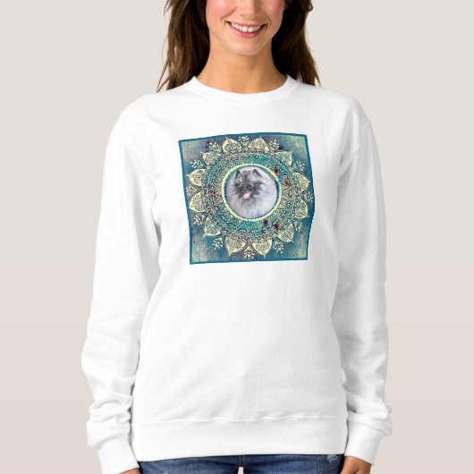 Kees op blauw groen mandala sweatshirt (Voorkant)