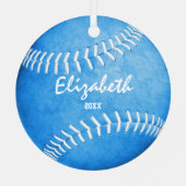 KeeSake Sportcadeaus Meisjes Blauw Softbal Metalen Ornament (Achterkant)