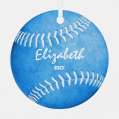KeeSake Sportcadeaus Meisjes Blauw Softbal Metalen Ornament (Voorkant)