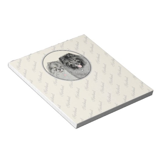 Keesdoorn Graphics Keeshond Ma en Son Notepad Notitieblok (Schuin)