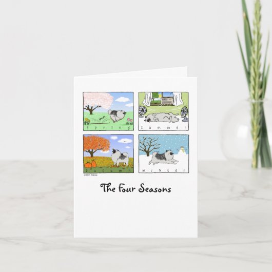 Keesdoorn's Four Seasons | Cute Keesie Dog Cartoon Kaart (Voorkant)