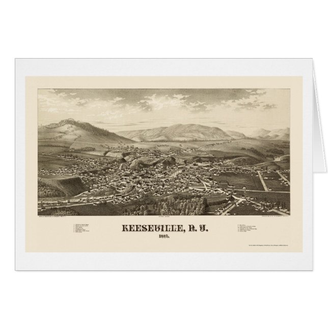 Keeseville, New York Panoramic Map - 1887 (Voorkant Horizontaal)
