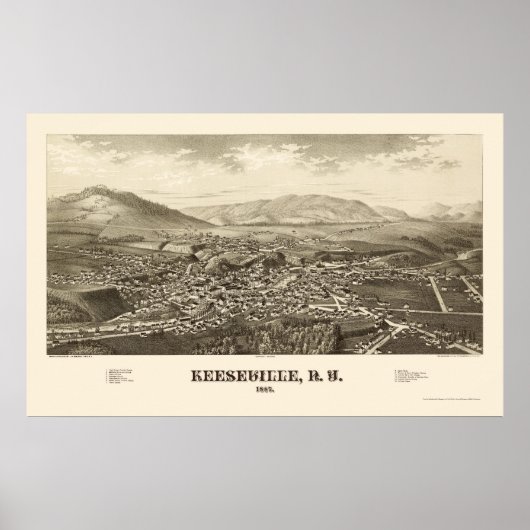 Keeseville, New York Panoramic Map - 1887 Poster (Voorkant)