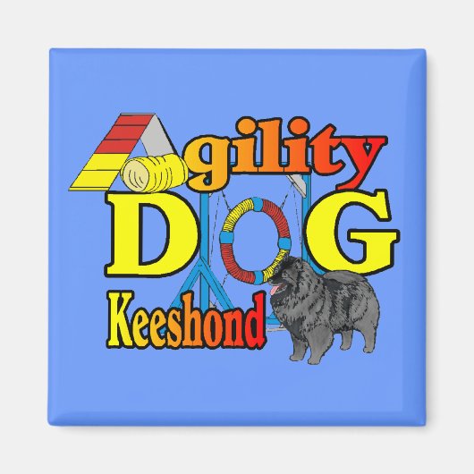 Keeshond Agility Gifts Magneet (Voorkant)