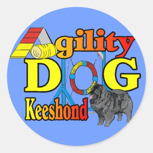 Keeshond Agility Gifts Ronde Sticker (Voorkant)