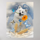 Keeshond Angel Stands met Butterflies art Poster (Voorkant)