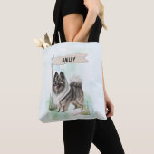 Keeshond Aquarel Gepersonaliseerde Hond Tote Bag (Dichtbij)
