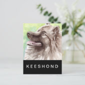 Keeshond Aquarel Portret Briefkaart (Staand voorkant)