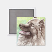 Keeshond Aquarel Portret Magneet (Voorkant / Achterkant)
