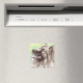 Keeshond Aquarel Portret Magneet (Insitu (Vaatwasser))