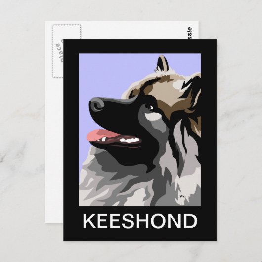 Keeshond Art Briefkaart (Voorkant / Achterkant)