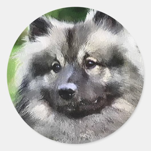 Keeshond Art Gifts Ronde Sticker (Voorkant)