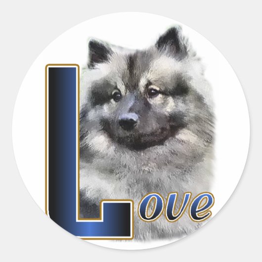 Keeshond Art Gifts Ronde Sticker (Voorkant)