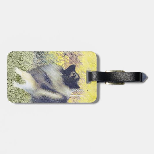 Keeshond Aspen Painting - Cute Original Dog Art Bagagelabel (Achterkant horizontaal)