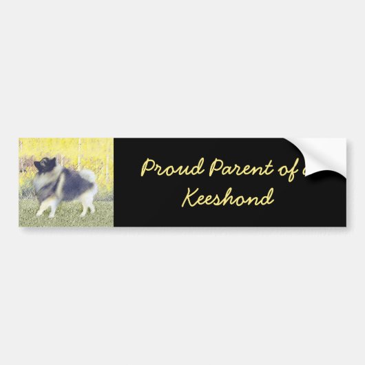 Keeshond Aspen Painting - Cute Original Dog Art Bumpersticker (Voorkant)