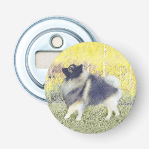 Keeshond Aspen Painting - Cute Original Dog Art Button Flesopener
