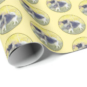 Keeshond Aspen Painting - Cute Original Dog Art Cadeaupapier (Rol Hoek)