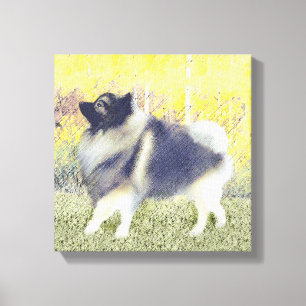 Keeshond Aspen Painting - Cute Original Dog Art Canvas Afdruk