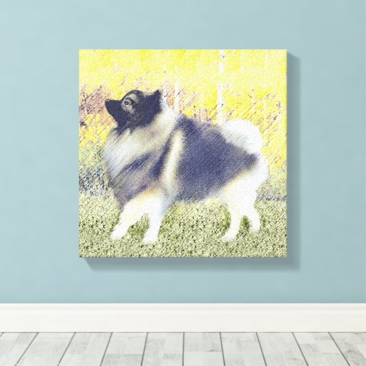 Keeshond Aspen Painting - Cute Original Dog Art Canvas Afdruk (Insitu (Houten vloer))