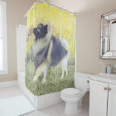 Keeshond Aspen Painting - Cute Original Dog Art Douchegordijn (In situ)