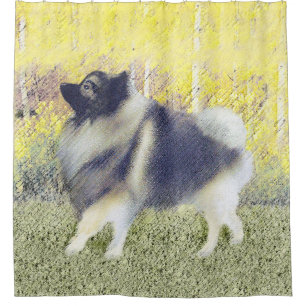 Keeshond Aspen Painting - Cute Original Dog Art Douchegordijn