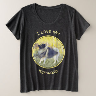 Keeshond Aspen Painting - Cute Original Dog Art Grote Maat T-shirt