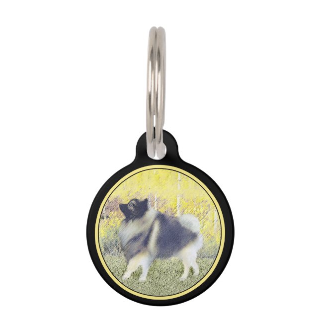 Keeshond Aspen Painting - Cute Original Dog Art Huisdierpenning (Voorkant)