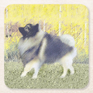 Keeshond Aspen Painting - Cute Original Dog Art Kartonnen Onderzetters