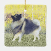 Keeshond Aspen Painting - Cute Original Dog Art Keramisch Ornament (Achterkant)