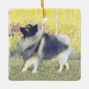 Keeshond Aspen Painting - Cute Original Dog Art Keramisch Ornament