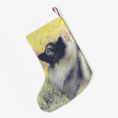 Keeshond Aspen Painting - Cute Original Dog Art Kleine Kerstsok (Achterkant (Hangend))