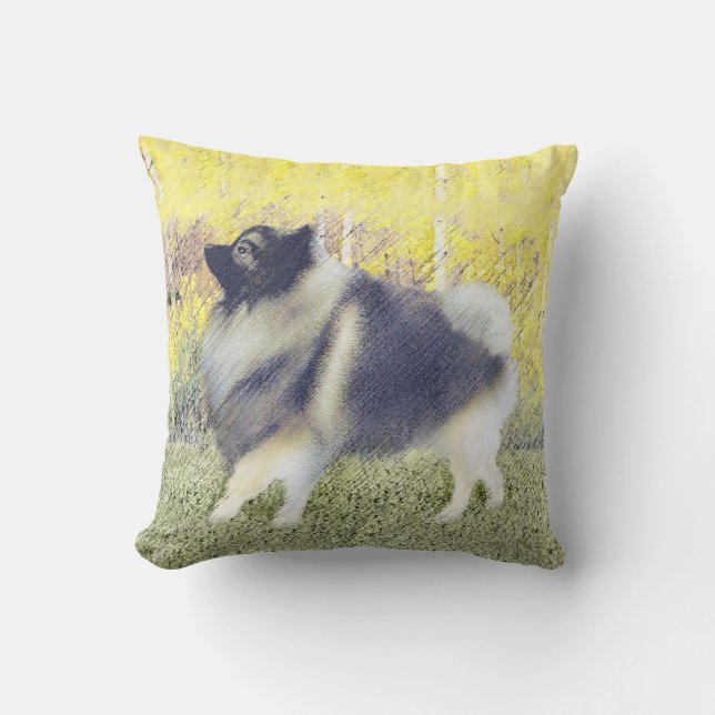 Keeshond Aspen Painting - Cute Original Dog Art Kussen (Voorkant)