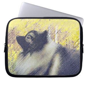 Keeshond Aspen Painting - Cute Original Dog Art Laptop Sleeve