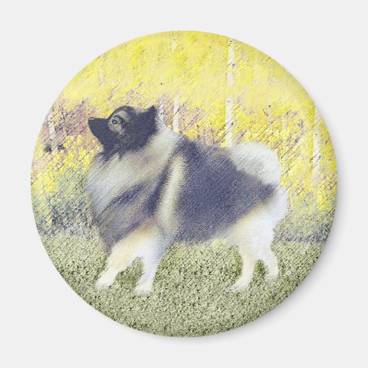 Keeshond Aspen Painting - Cute Original Dog Art Magneet (Voorkant)