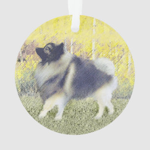 Keeshond Aspen Painting - Cute Original Dog Art Ornament