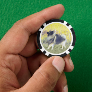Keeshond Aspen Painting - Cute Original Dog Art Poker Chips